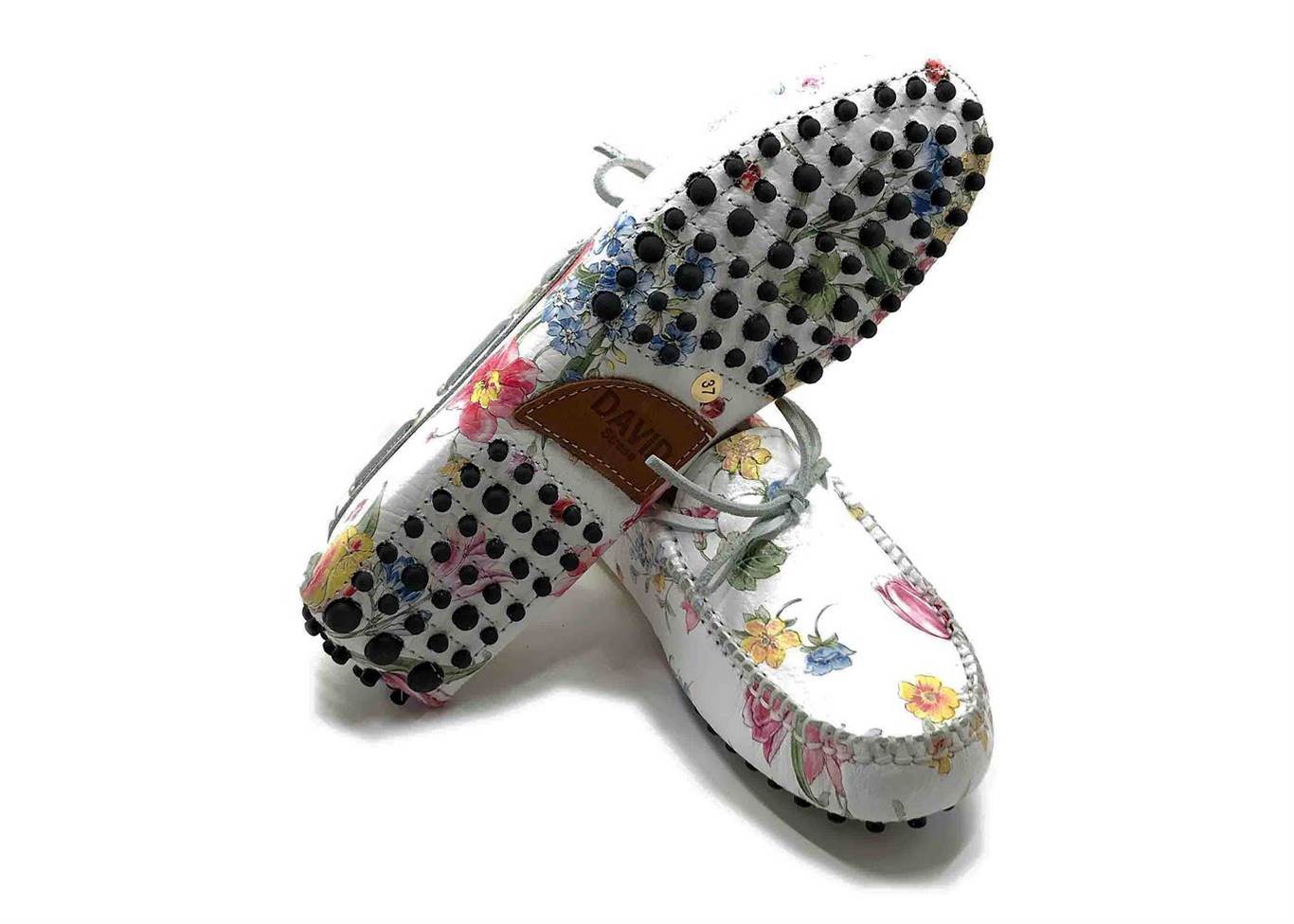 Loafers 'Drive' in printed floral Calfskin leather