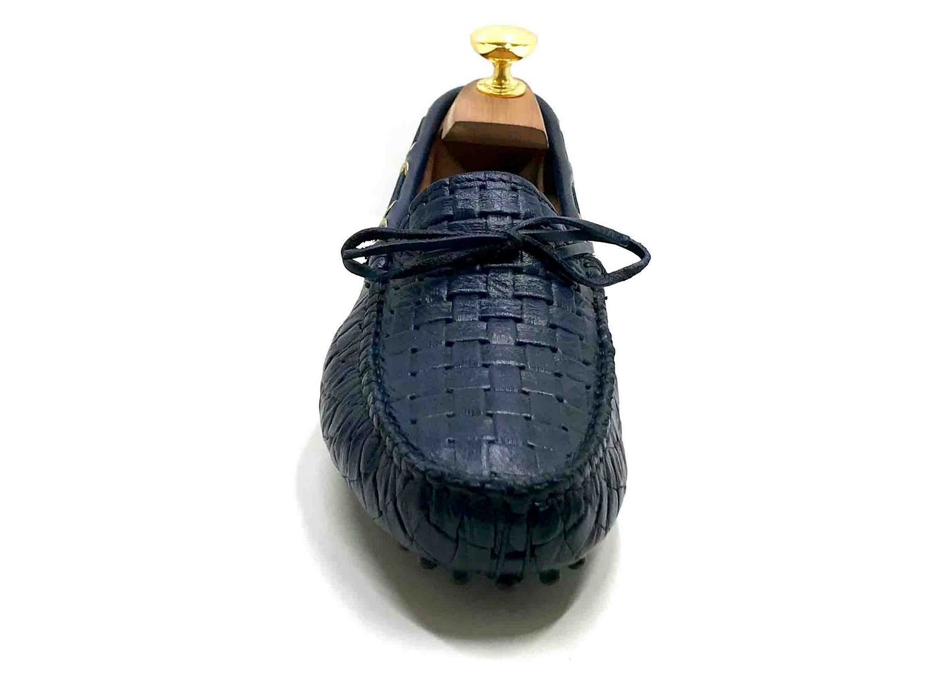 Loafers 'Drive' in printed woven Blue Calfskin