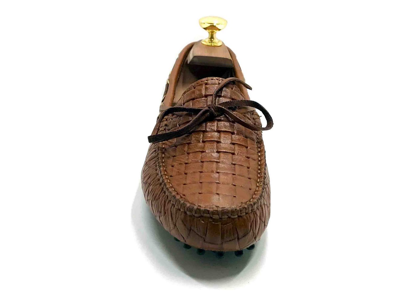 Loafers 'Drive' in printed woven light Brown Calfskin